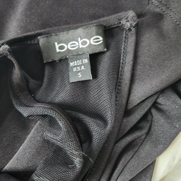 bebe Black Sleeveless Top With Mesh and Keyhole Back, Size Small - Picture 11 of 13